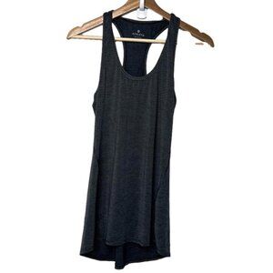 Athleta Womens Size XS Striped Chi Racerback Tank Top Flint Grey Semi Sheer